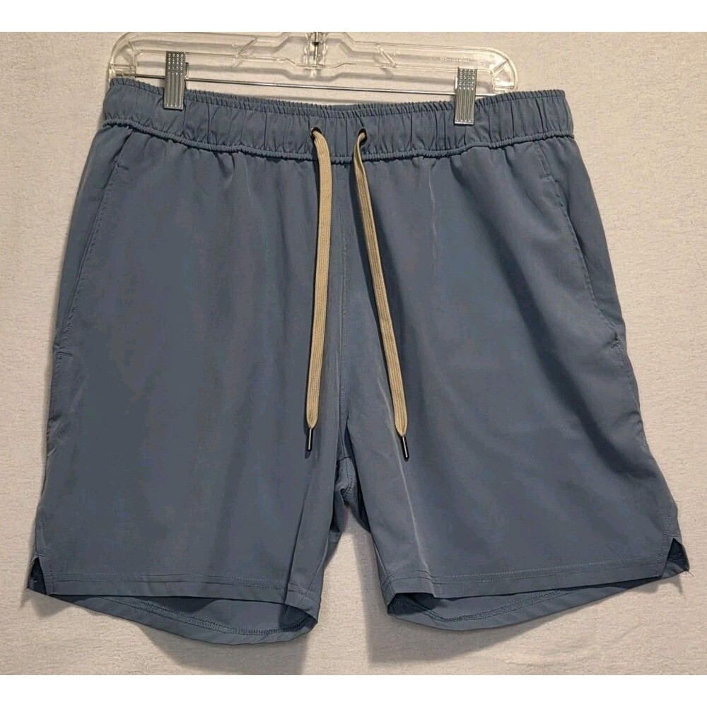 Right Of Way ROW Men's Large Performance Athletic Shorts Steel Blue Drawstring